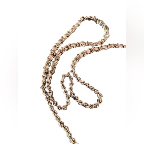 No Rest for Bridget Crushed Silver Padded Textured Clutch with Woven Chain Strap - Picture 7 of 8